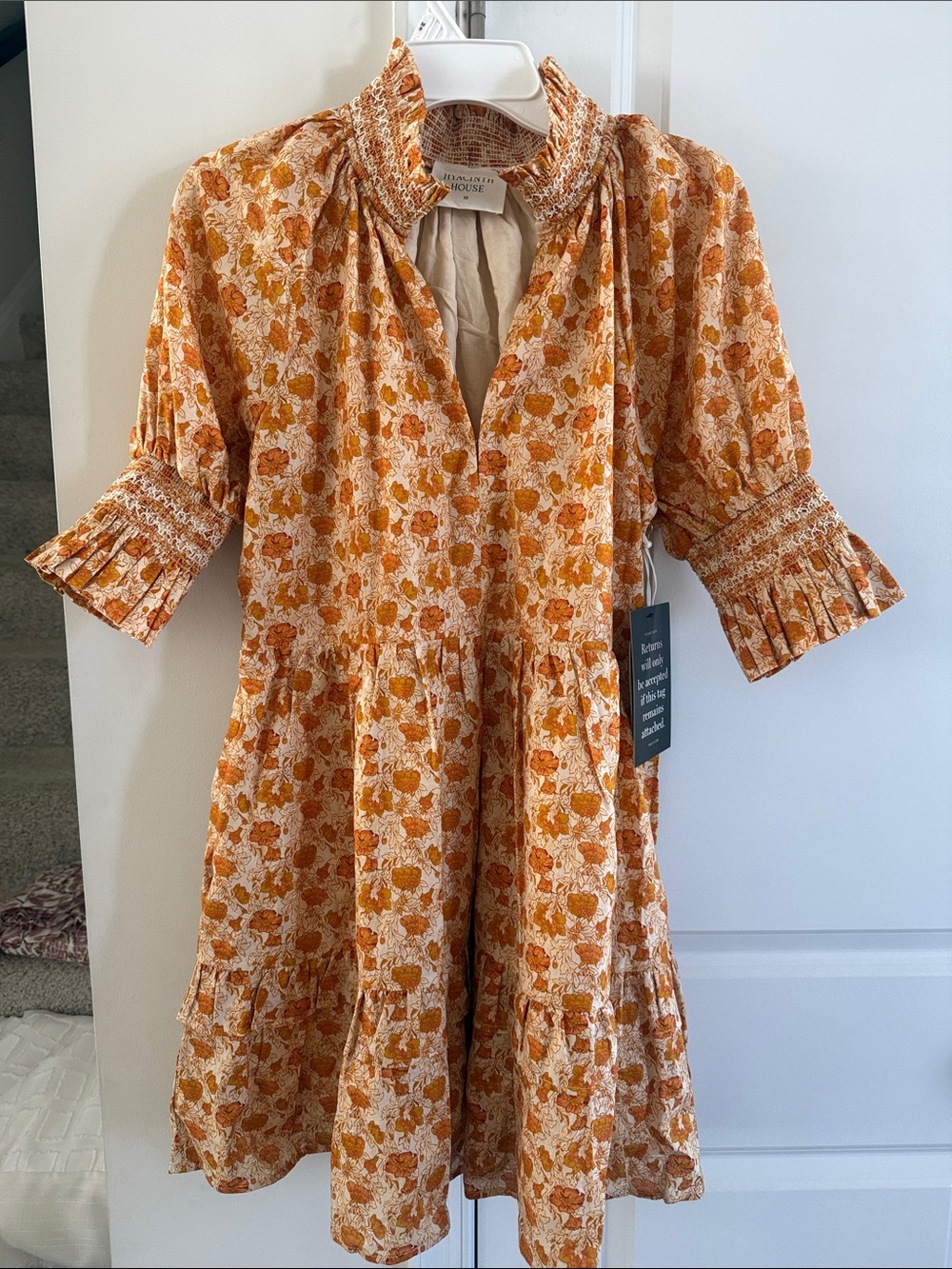 Hyacinth House Smocked Ruffle Mini Dress Floral XS - Picture 7 of 11
